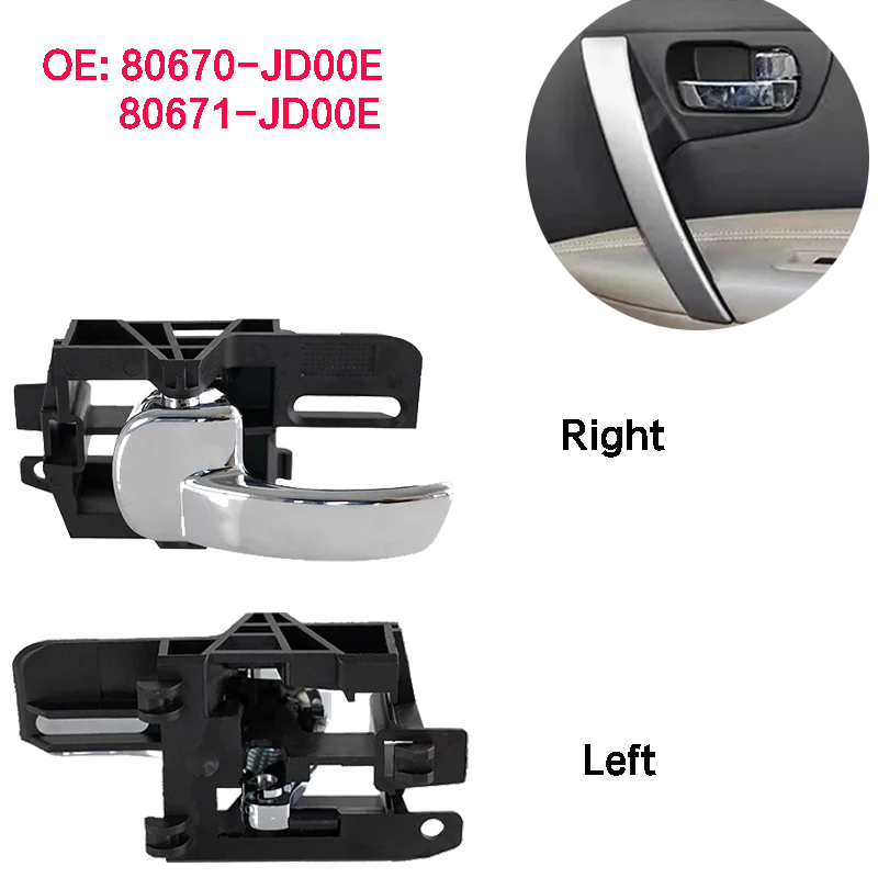 1set Left And Right Interior Door Knob Handles 80671JD00E 80670JD00E For NISSAN QASHQAI 2007-2013 Car Inside Inner Door Knob