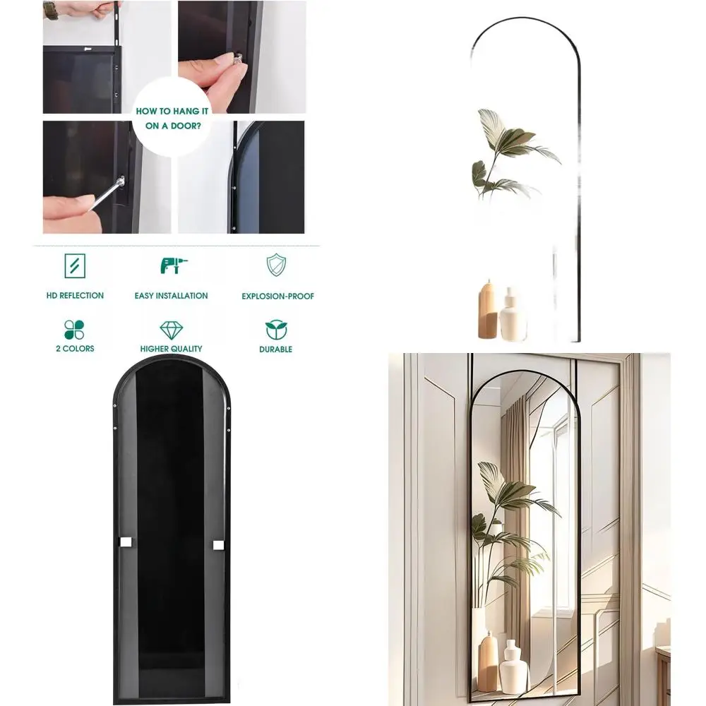 

Арочное вертикальное настенное зеркало 16x50, в полный рост, черное