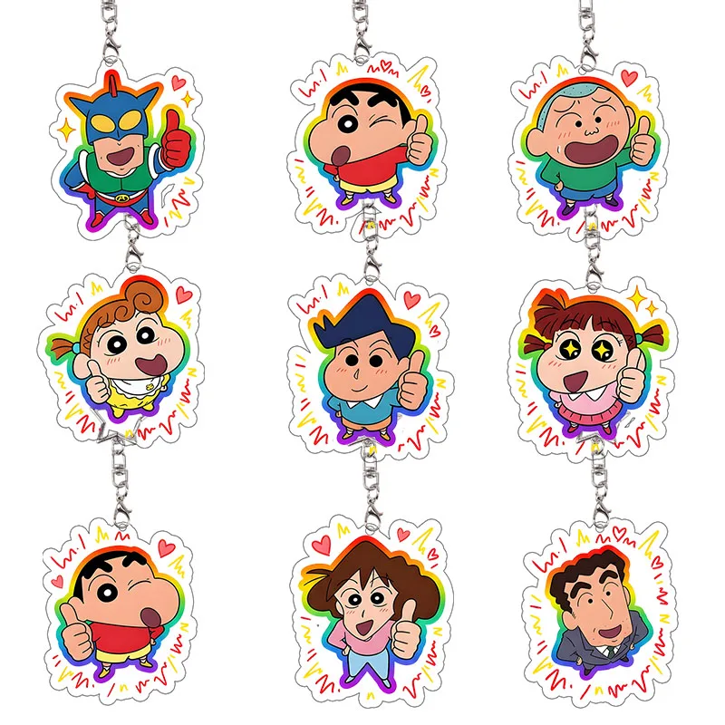 

Kawaii Shin-chan Acrylic Keychain Student Misae Hiroshi Himawari Toru Exquisite Decoration Accessories Anime Cartoon Gift