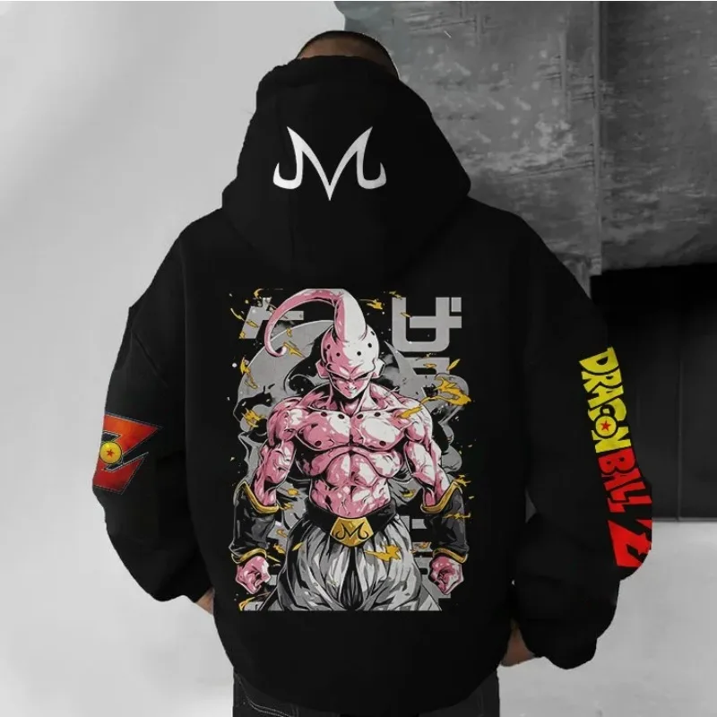 Autunno Inverno Abbigliamento da uomo Felpe con cappuccio Anime giapponesi Dragon Ball Majin Buu Stampa Felpa con cappuccio Y2K Cotone oversize Casualwear