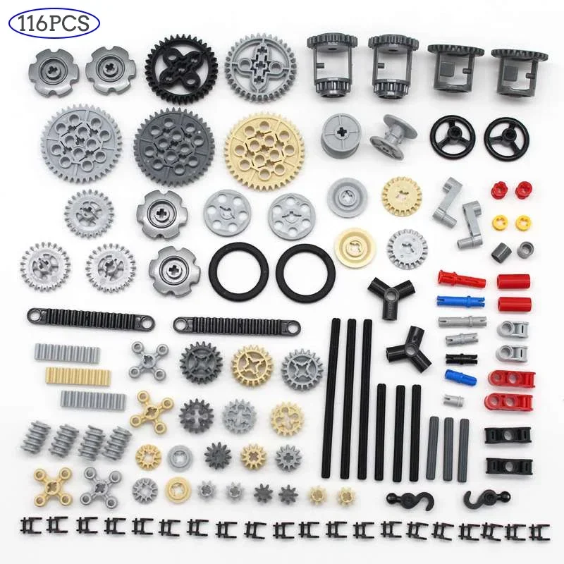 Getriebe/Welle/Technische Bausteine DIY Teile MOC Rack/Pinion Kleine Partikel 9686 Perforierte Ziegel 2412 Zubehör Kits Spielzeug