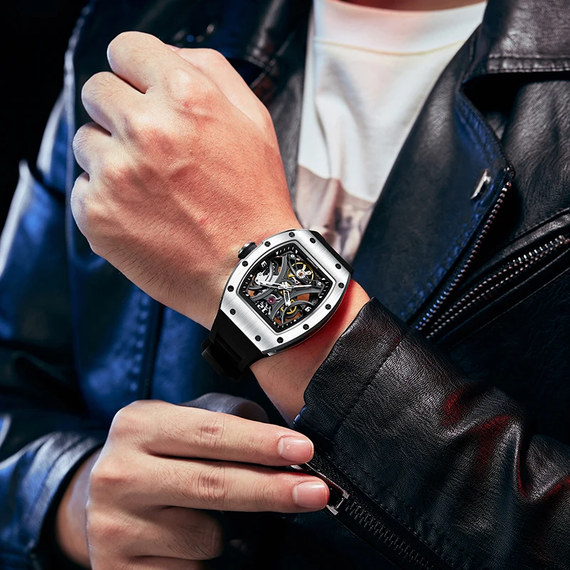 2026 حركة أوتوماتيكية ساعات يد ميكانيكية للرجال تصميم مجوف ساعة مقاومة للماء عالية الجودة شعار مخصص ساعات أوتوماتيكية #1