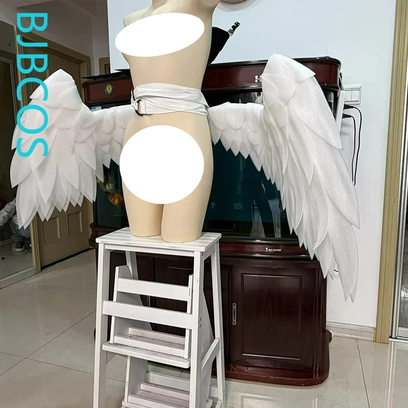 Angel Devil White Wings Cosplay Costume Women Man Foldable White Lolita Little Wings Cosplay Halloween Carnival Party Prop view 3