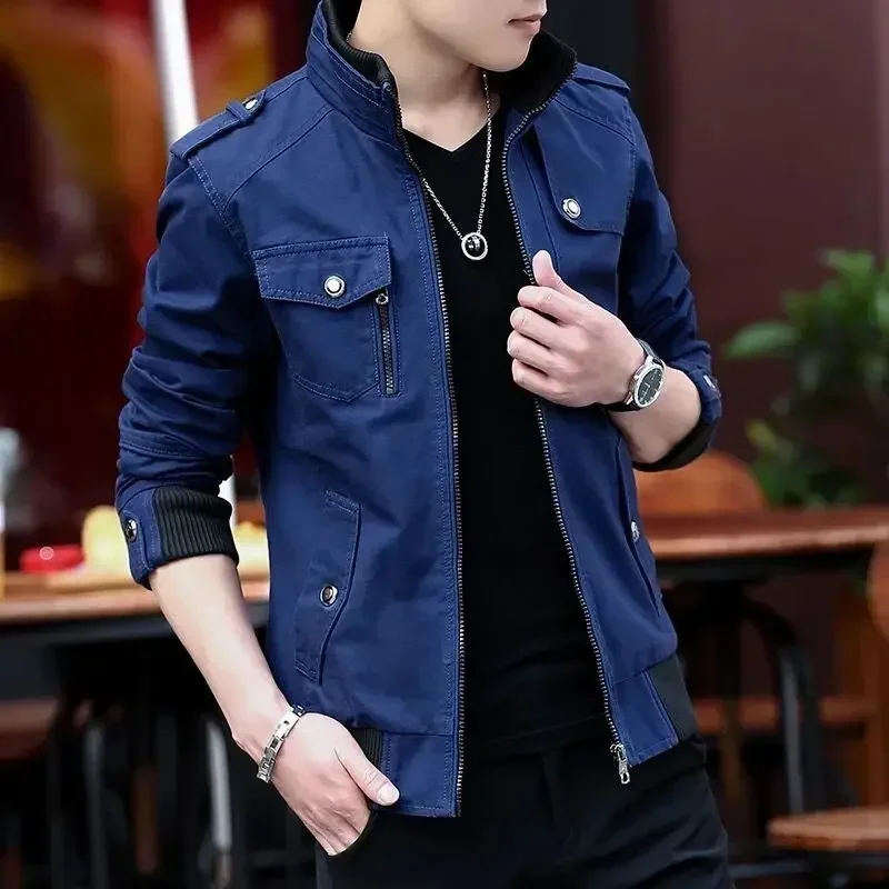 

Mens Cargo Jackets New Fashion Bomber Jacket Mens Wear Simple British Style Warm Windproof Jacket and Coat Baseball Jacket Male