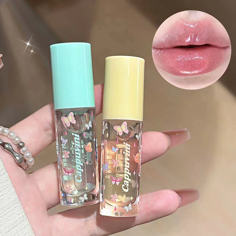 Lucidalabbra Idratante Cappuvini, Gloss Effetto Specchio, Gelatinoso e Brillante, Trasparente Cristallino, Volumizzante e Idratante per il Trucco