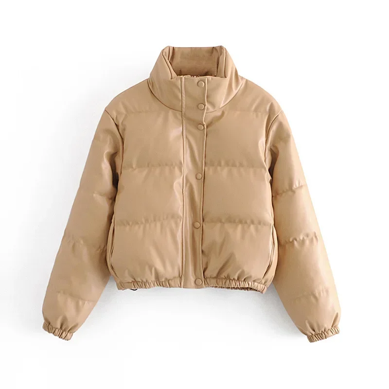 Giacca in cotone ecopelle Parka Mujer Abbigliamento invernale Donna Parka corto caldo 2025 Cappotti verdi/neri/cachi invernali