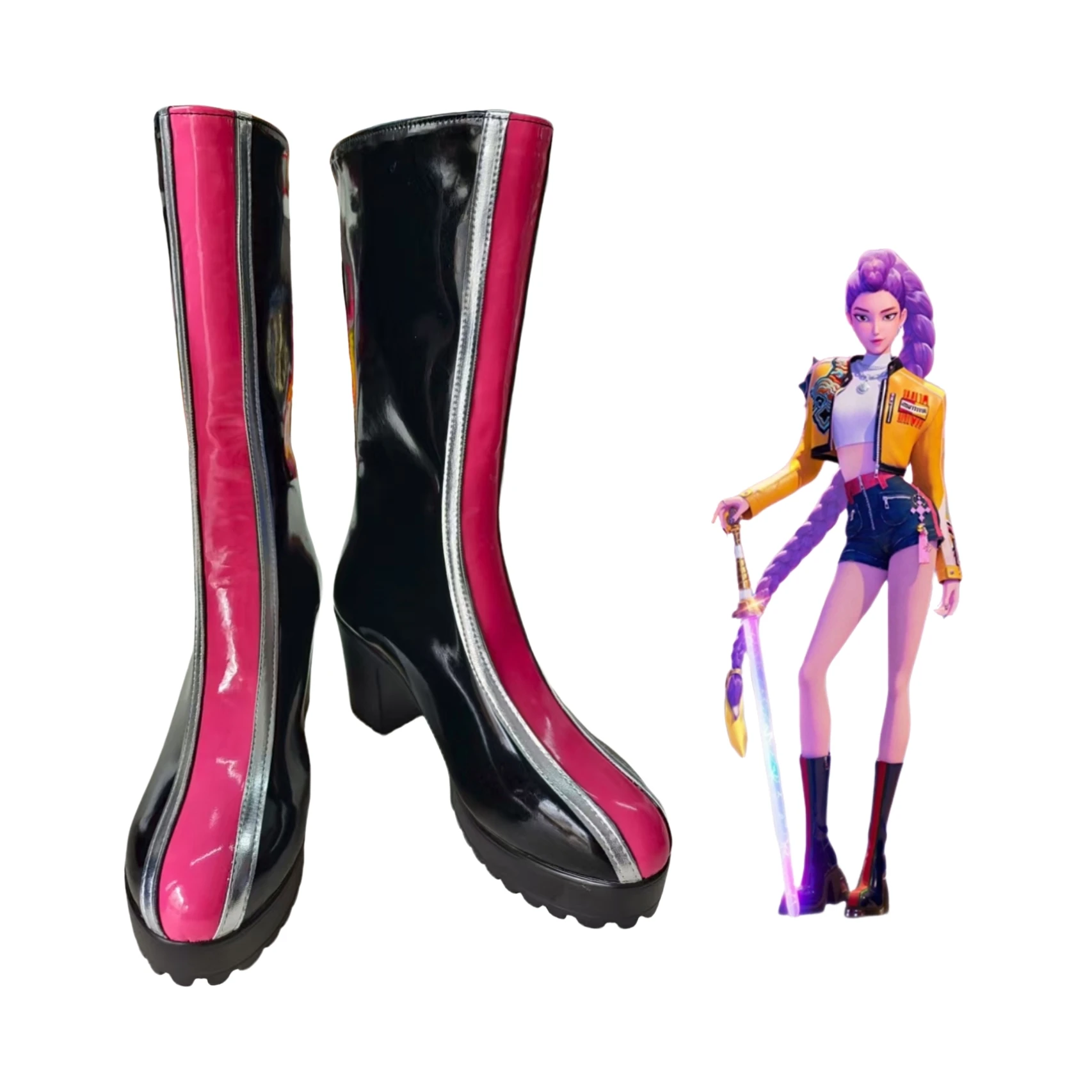 KPop Demon Hunters Rumi Cosplay Kostium Buty Ręcznie Robione Sztuczne Skórzane Botki Anime Karnawał Impreza Halloween