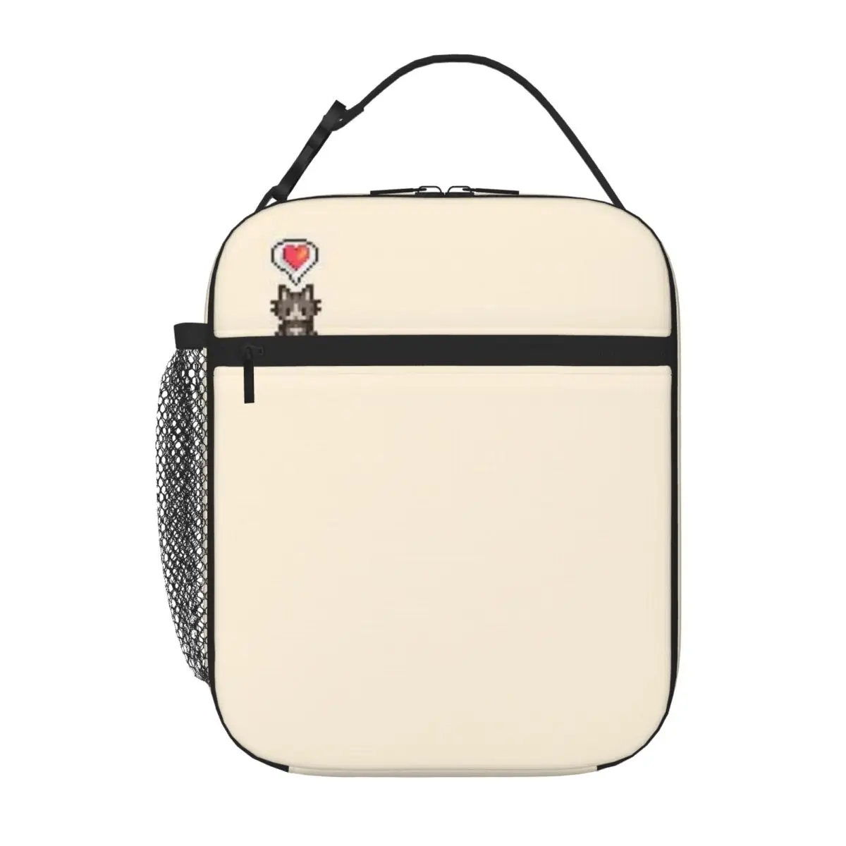Bestselling Stardew Valley Happy Grey Cat Stitched Detail Travel Lunch Bag School Break Time Cooler Tote