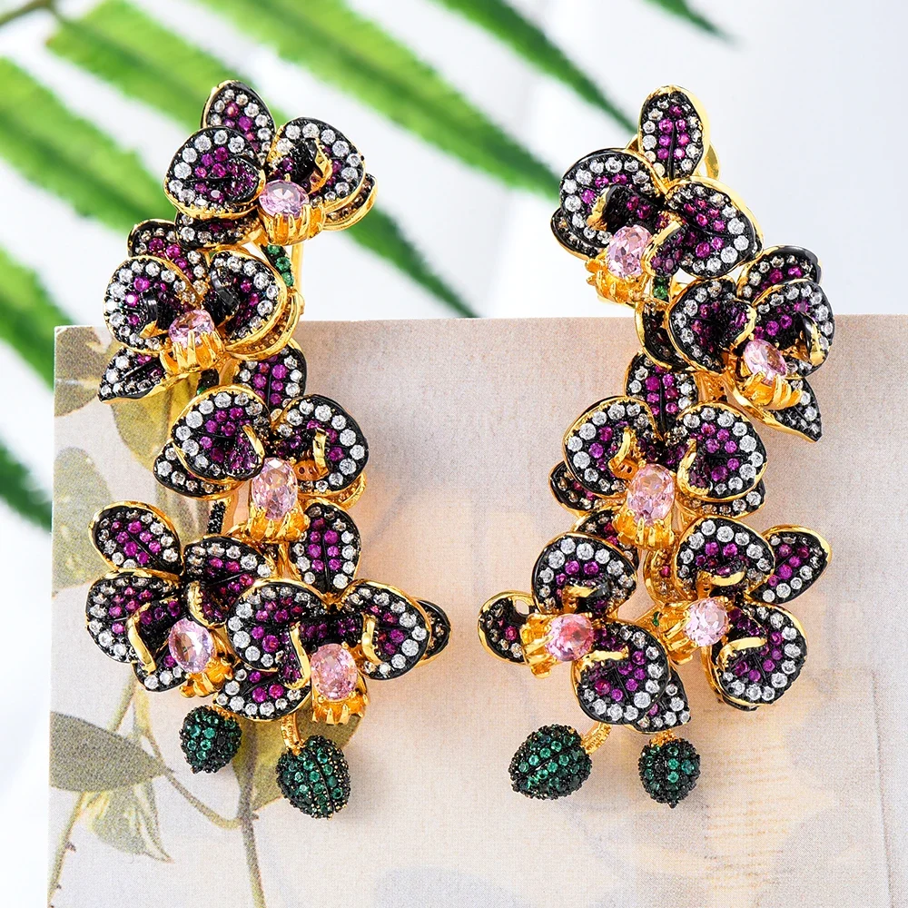 

Jimbora New Luxury Gorgeous Bloom Flowers Earrings for Women Bridal Wedding Party Occasion Top Shiny Jewelry Super Romantic Gift