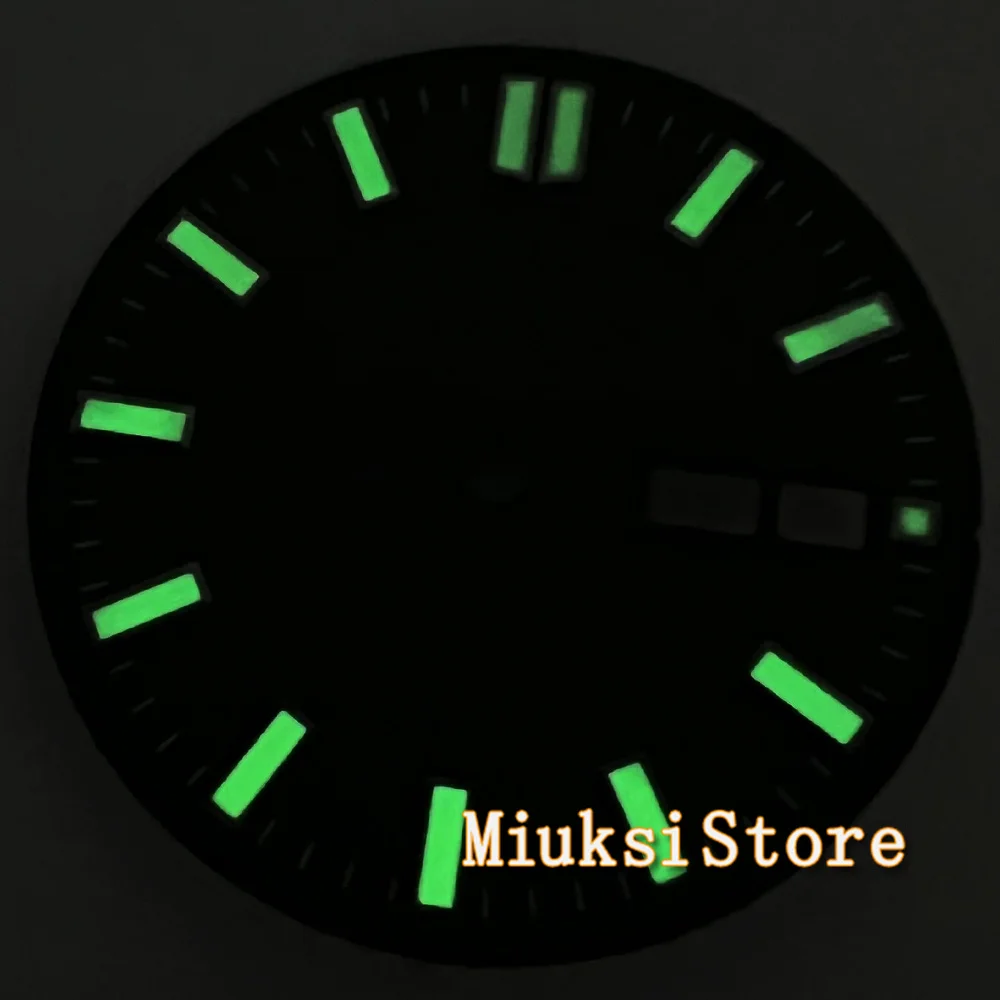 31mm Watch dial fit NH36  Movement Green luminous face with date window Green blue Gray watch dial