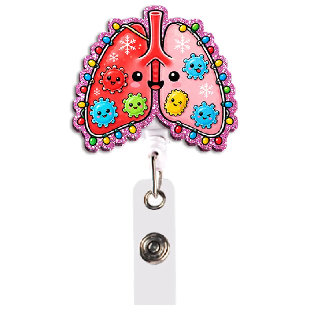 Colorful Christmas Medical Organs Badge Reel Set Retractable Unique Gift for Med Lovers Collectors