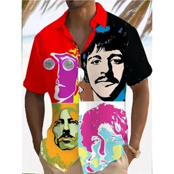 Camisa havaiana solta respirável masculina, top de manga curta, roupa de caráter, moda casual, verão, 2024