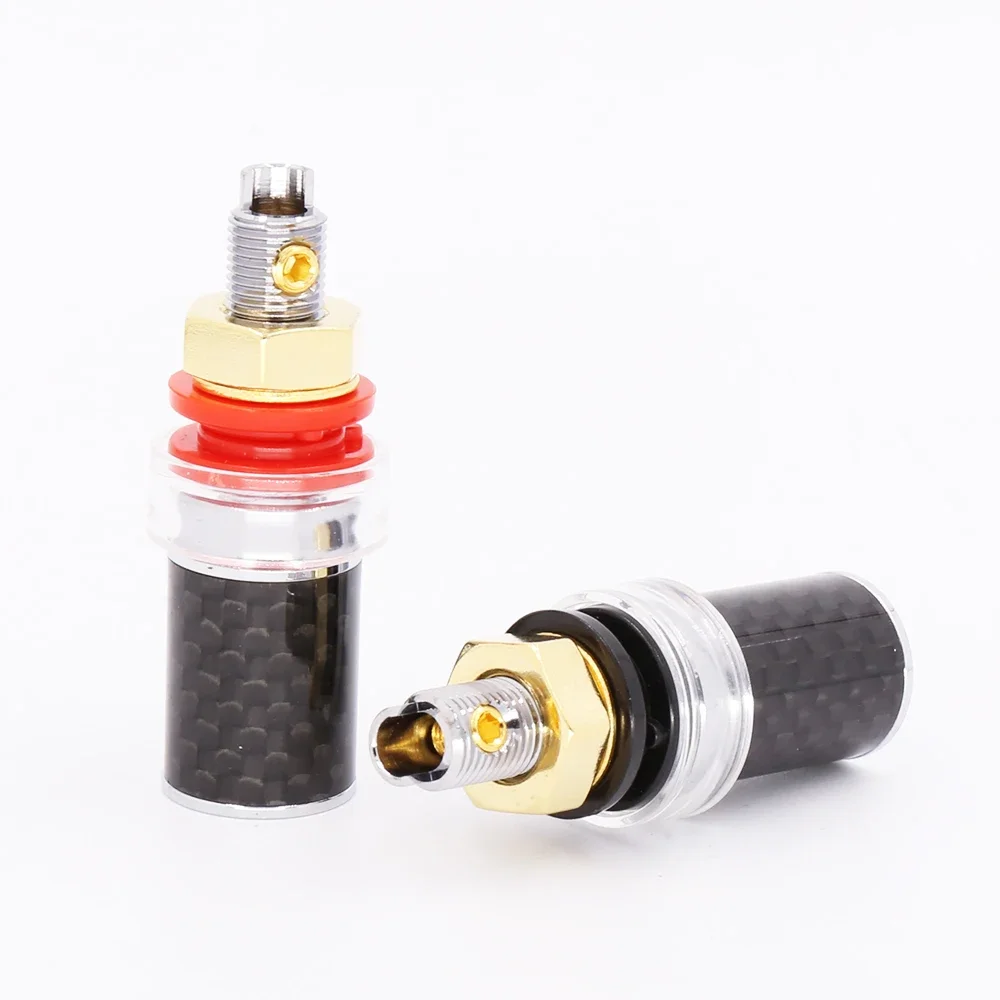 4PCS High Quality Carbon Fiber Rhodium Plated Binding Post  Speaker Amplifier Terminal Binding Post HI END Grade