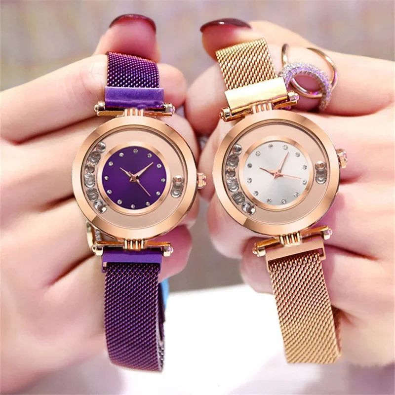 Fashion Luxury Watches for Women Stylish Elegant Strap Buckle Rhinestones Magnetite Magnet Ball Ladies Female Wrist Watch Clock