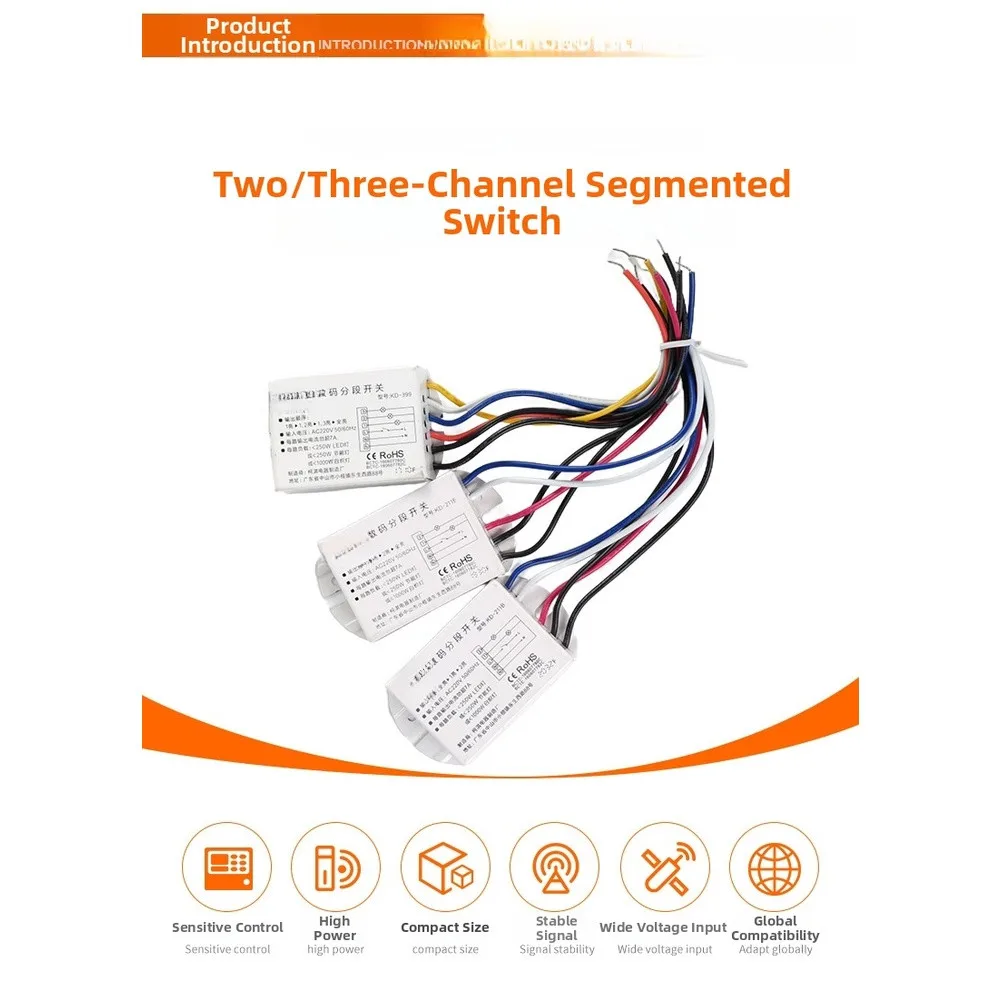 220V Digital Segment Switch 2 Way 3 Way Remote Control Digital Remote Control Light Switch Wireless ON OFF Remote Control Switch