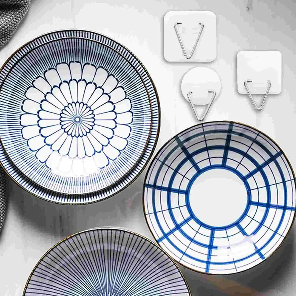 10Pcs Picture Rack Plate Hanger Self-adhesive Vertical Plate Holder Wall Painting Decor Bathroom Home Supplies
