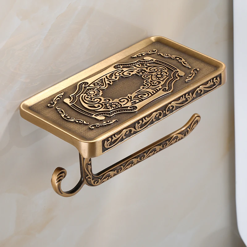 Vintage Solid Alloy Tissue Box Holder Retro No-Drill Paper Dispenser Toilet Roll Storage Tray Paper Holder  Tissue Organizer