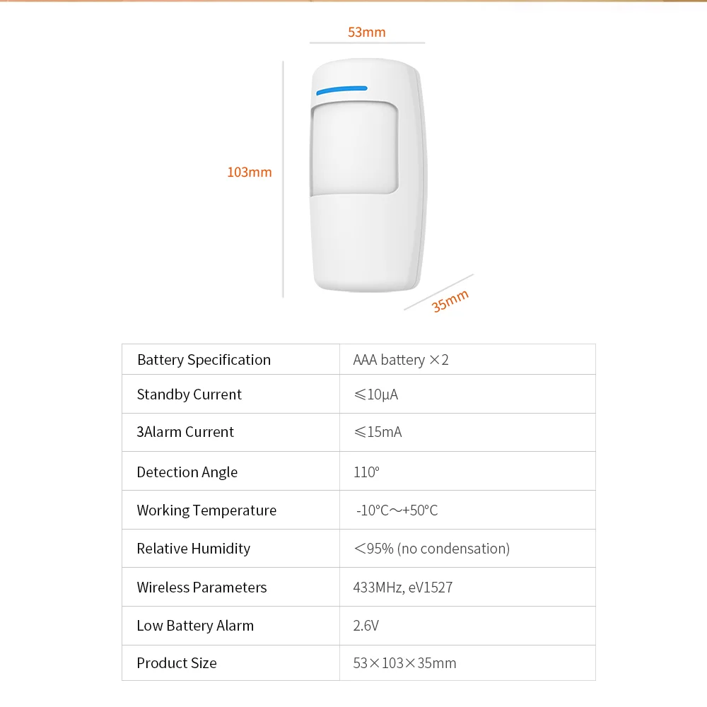 TAIBOAN 433MHz PIR Motion Sensor Indoor Infrared Detector Wireless EV1527 Home RF Sensor For Smart Life Security Alarm System