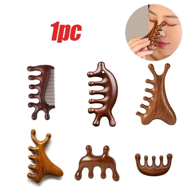 

20 Styles Multifunctional Meridian Wooden Massage Head Health Comb Sandalwood Large Wide Tooth Guasha Point Comb