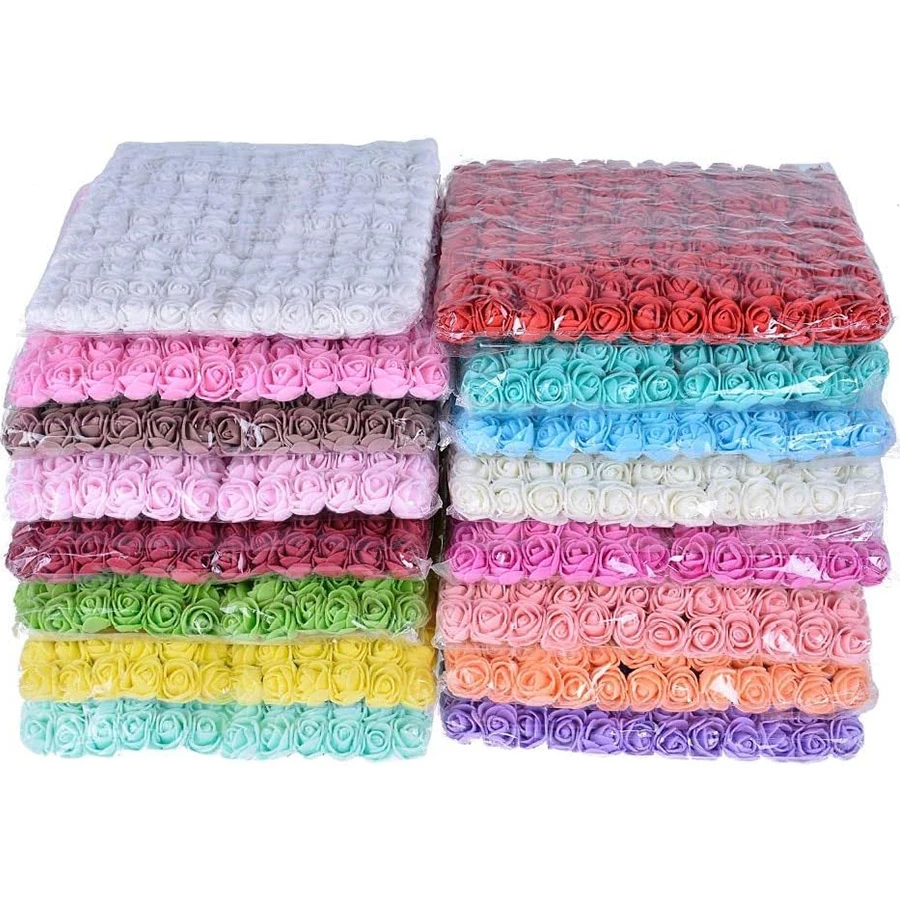 144pcs Artificial Flower foam yarn Rose Outdoor UV protection Christmas garden wall Wreath Wedding festival Home Diy Candy box