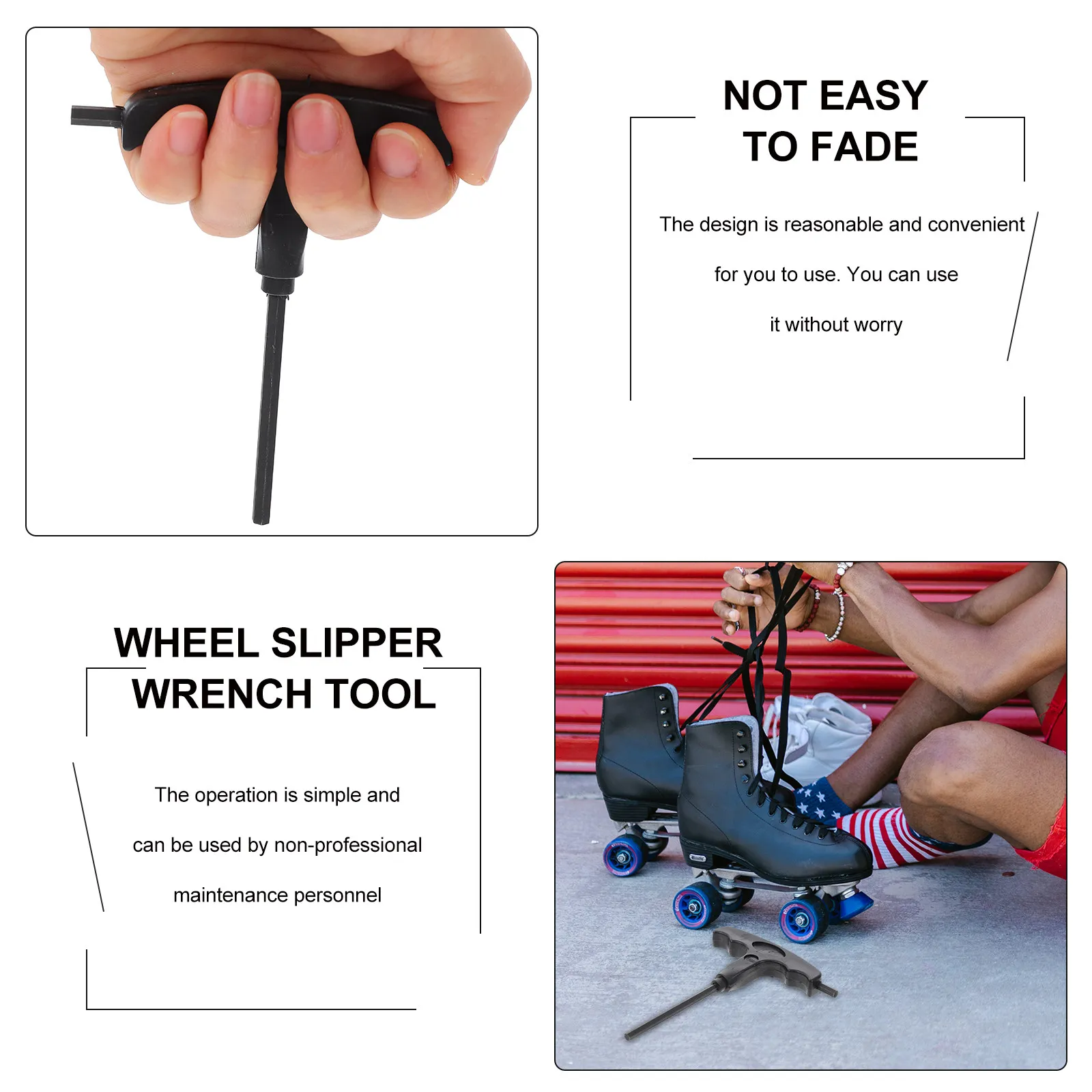 4Pcs Skates Wheel Remover Wrench T-Shaped Bolt Driver for Inline Quad Ice Skates Fast Convenient Maintenance Tool Skating