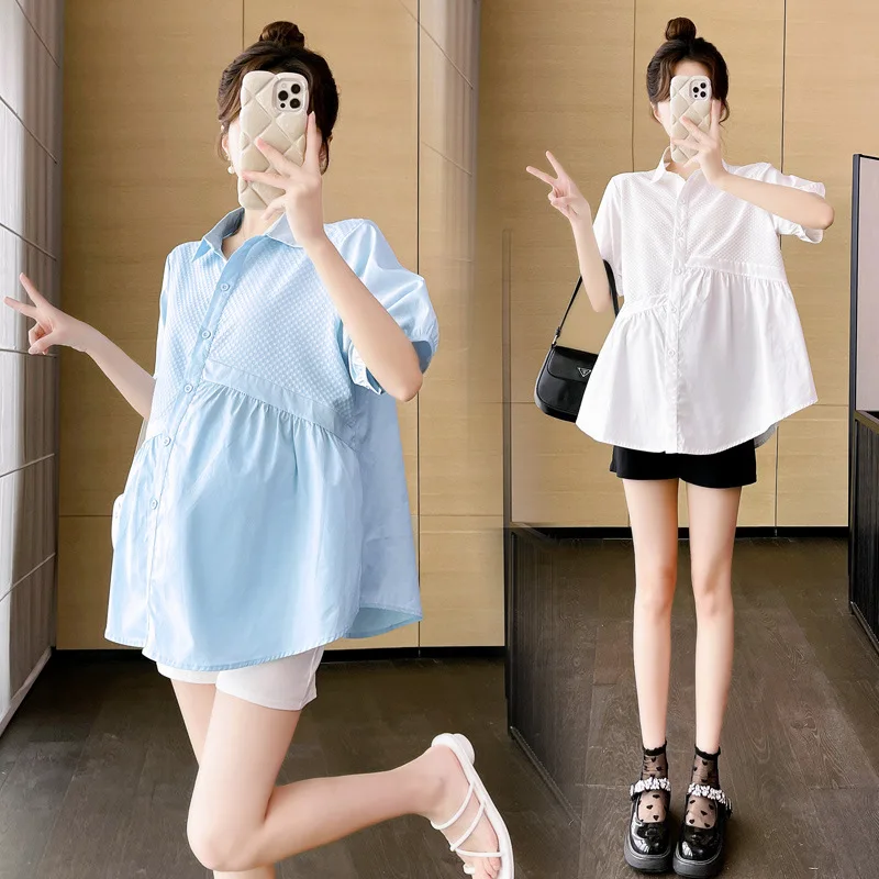 M-2XL النساء الحوامل قمصان قطنية بلوزات الأمومة حجم كبير 3 اللون بلايز عادية الحمل فساتين فضفاضة الملابس