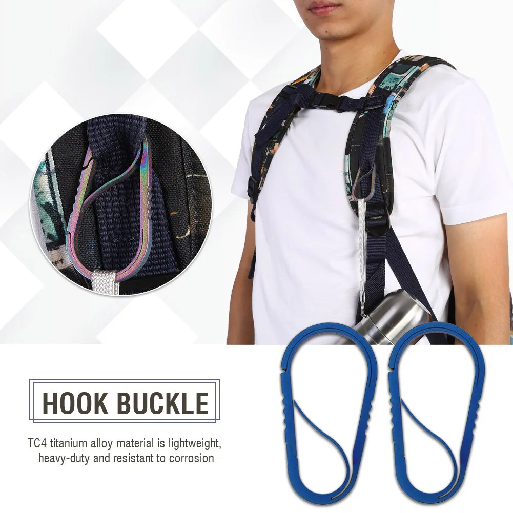 Titanium Titanium Keychain Clip Integrated Spring One-Piece Structure Spring Key Clip Titanium Blue Anti-Loss EDC Keychain Hook