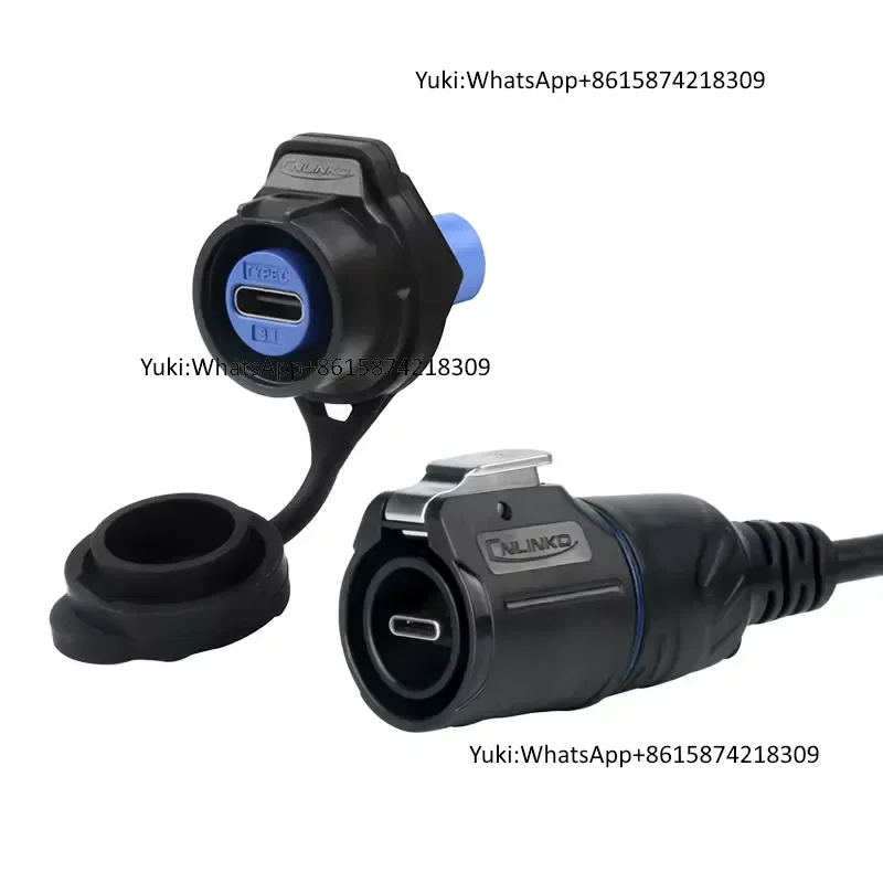 Industrial Fast Data Transfer USB Type C Waterproof Connector LP16 Single Hole Set with Plug Socket From Trusted Supplier