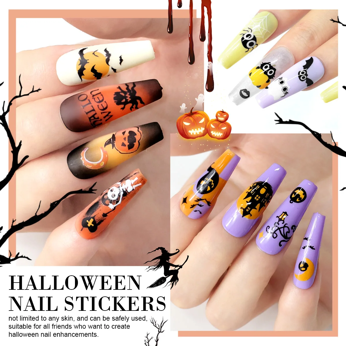 Limegirl 8 cores gel unha polonês kit halloween adesivos de unhas acessórios uv led embeber gel kit base & casaco superior polonês ferramenta de unhas
