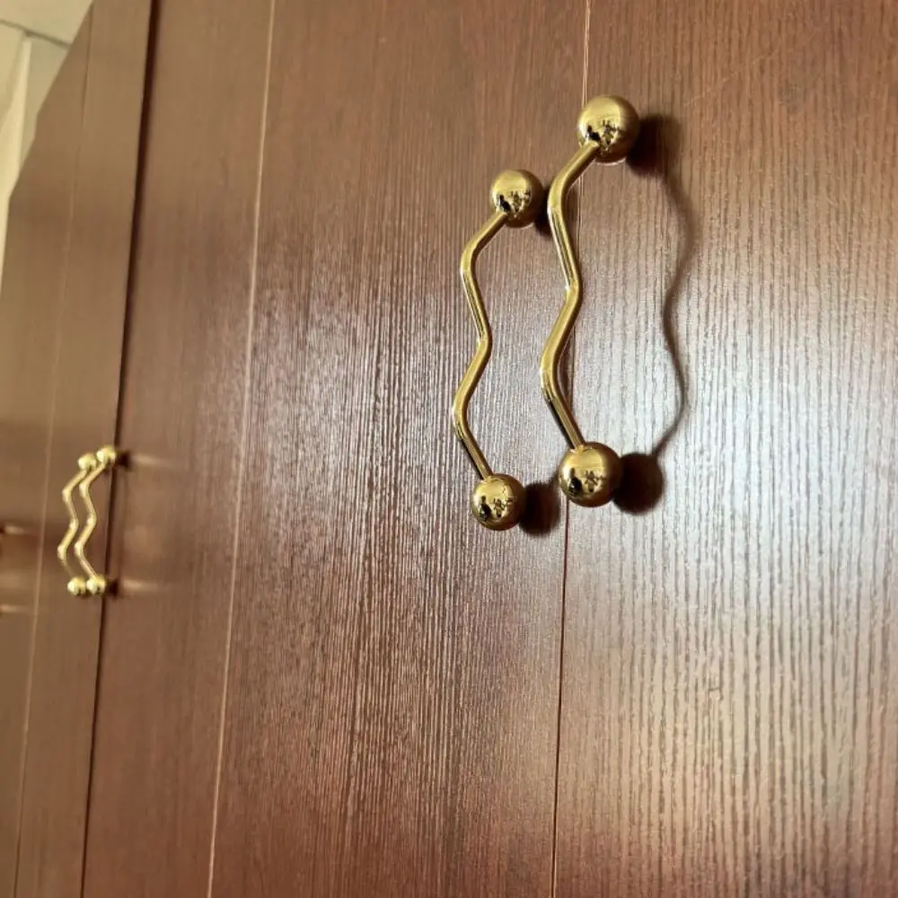 PVD Gold Brass Cabinet Handle Light Luxury Beautiful Cabinet Door Handle Heavy Duty Solid Handle Drawer Pulls Drawer