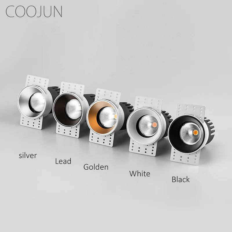 COOJUN Borderless LED Spotlight Anti-glare Home Embedded Adjustable Angle Slow Start Cree Chip Downlight No Main Indoor Lighting