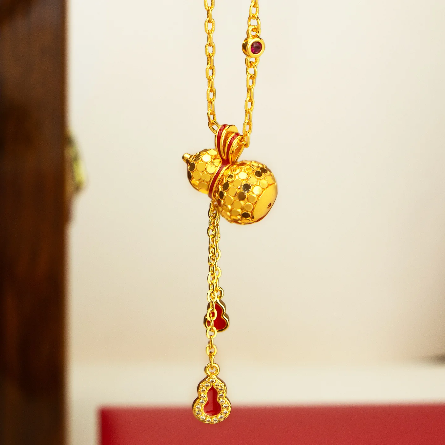 9999 gold Fu Lu Duo Quan Hu Lian Pendant for Women - Ancient Style Court Fashion Collar Chain