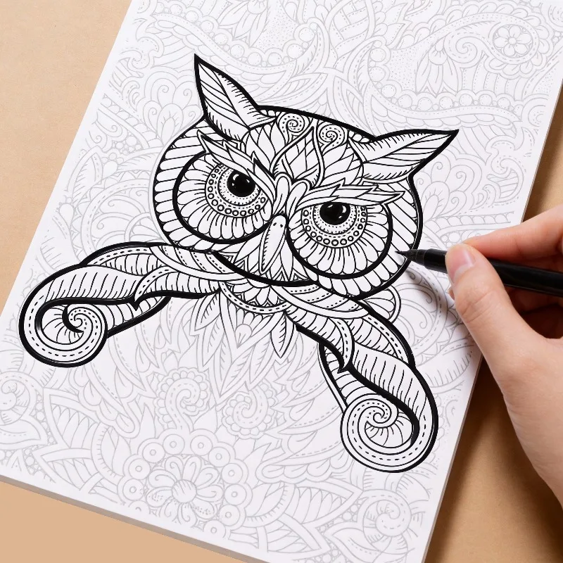 A Healing Graffiti Coloring Book, High-definition Mandala Line Drawing Coloring Album, Immersive Drawing Book, 24 Pages