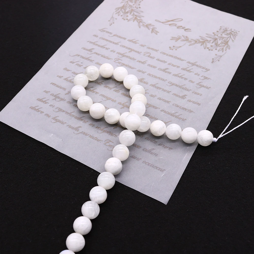 

Classic Fashionable Natural Stone Polished Round White Jade Straight-Hole Loose Beads DIY Materials Necklace Jewelry Accessories