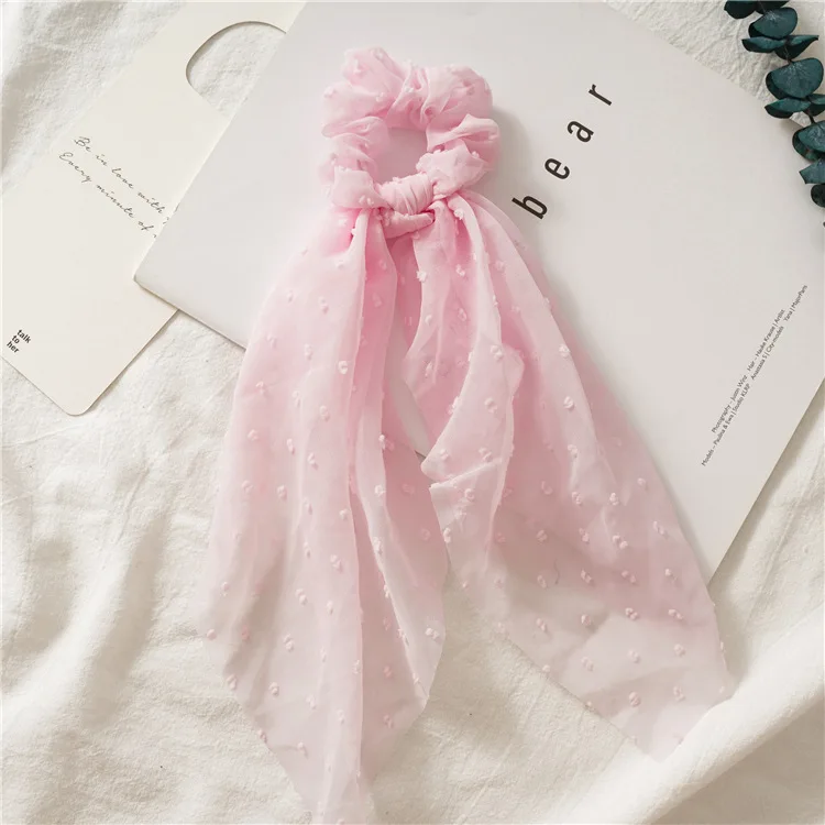 Seersucker large ribbon hair ring thin spring and summer color pure color candy color large bowel ring ins super fairy hair flow