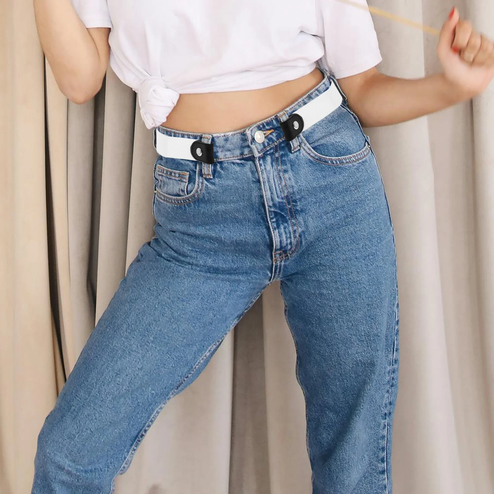 

No Buckle Stretch Elastic Waist Belt Unisex Lightweight Adjustable Comfortable Invisible Buckle Free Elastic Belt