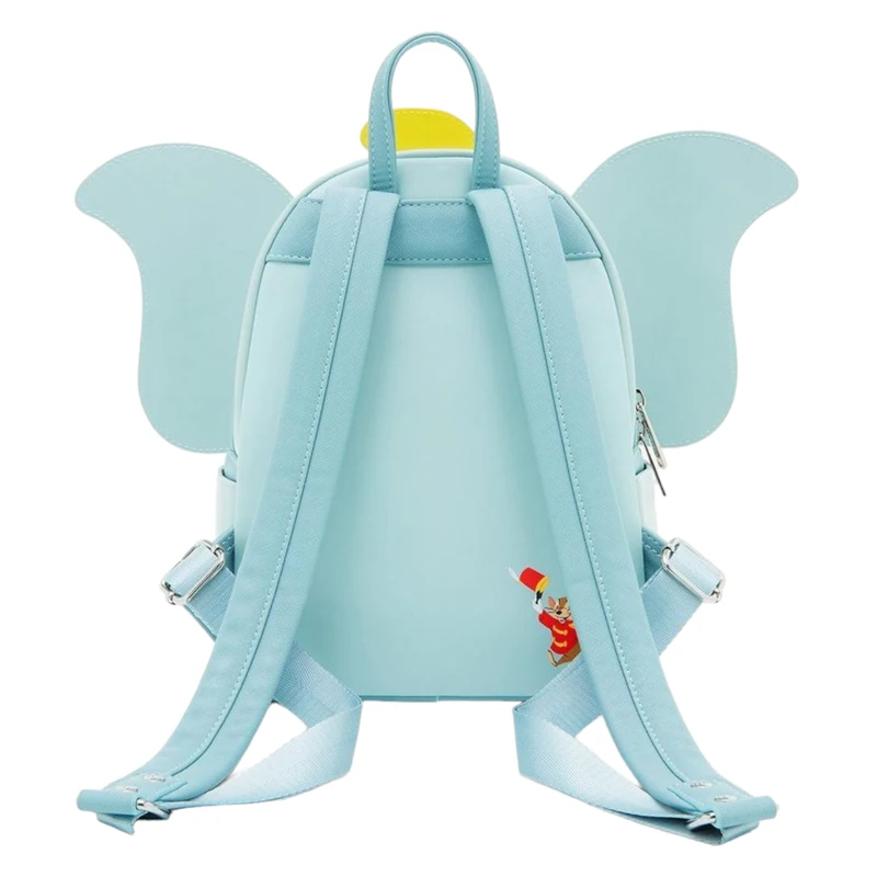 Loungefly 3 Styles Dumbo Figural Dumbo Mini Rucksack Wallet Set 80th Anniversary Don\'t Just Fly Mini Backpack Light Blue Pink