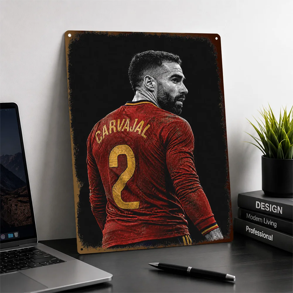 Dani Carvajal Football Textured Poster Personalized Aluminum Metal Sign Matchday Hero Style Wall Art Made For Loyal Supporters