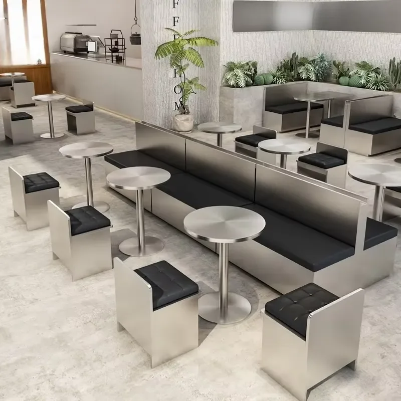 Genuine industrial style dining chair brushed thickened stainless steel dining room furniture cafe bar