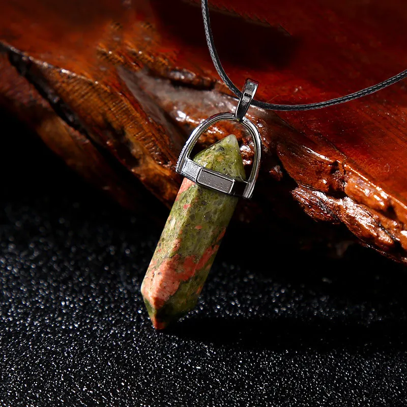 Mode Sechseckige Spitze Reiki Chakra Stein Anhänger Halskette für Frauen Mädchen Schmuck 18 zoll Kette klobigen Anhänger Geschenk Großhandel – Detail 7