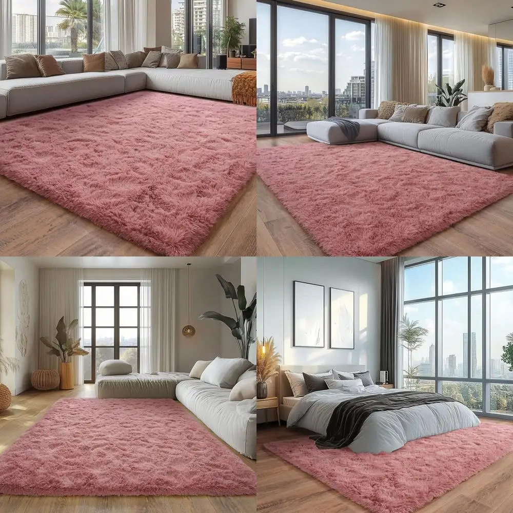 

Luxurious Plush Rugs for Living Spaces, Soft Shag Mats for Bedrooms, Delicate Pink Area Rugs for Sleep, Warm Fuzzy Carpets for C