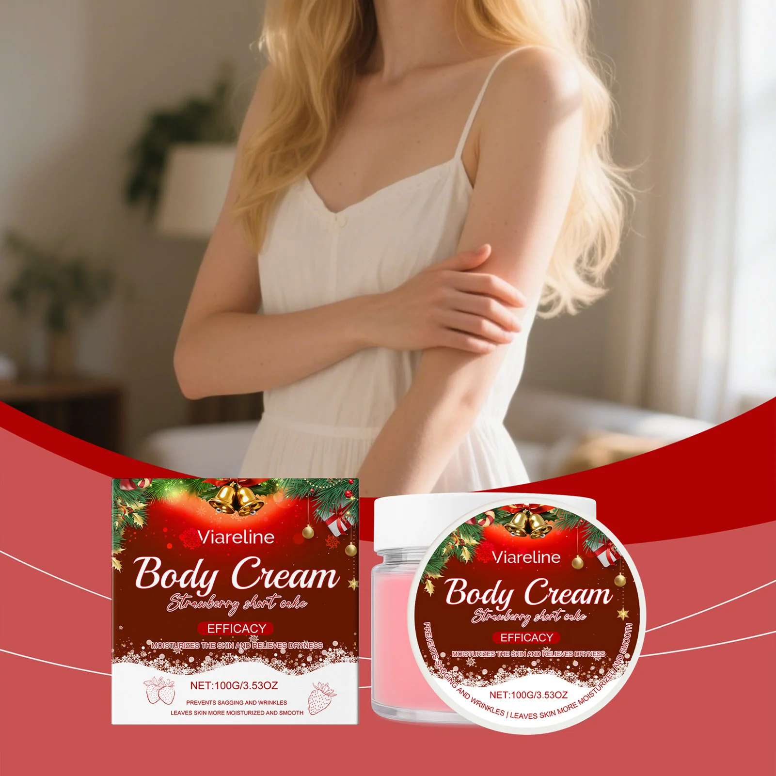 ,Strawberry Scented Moisturizing Body Cream 24 Hour Deep Hydration Supple Skin Natural Strawberry Scented Boosts Mood Relaxation