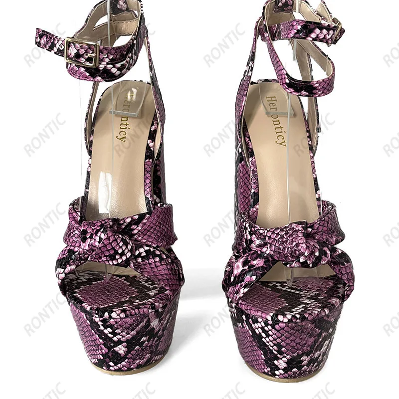 Rontic New Handmade Women Pumps Platform Ankle Strap Chunky Heels Round Toe Beautiful Purple Party Cosplay Shoes US Size 5-15 - view 2