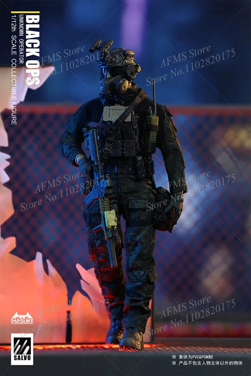 1/12 Collectibles Black OPS Night Action Team Full Set 6Inch Men Soldier Action Figure Body Models Toys