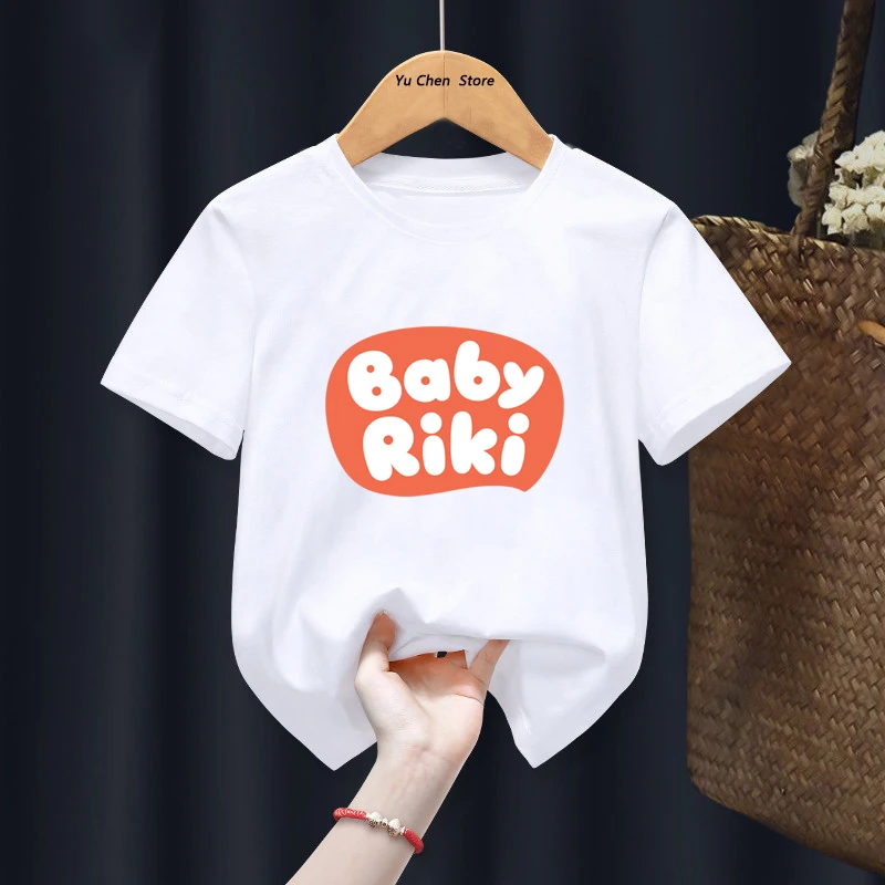 Kawaii BabyRiki تي شيرت الفتيان الفتيات الكرتون التي شيرت ملابس الصيف قصيرة الأكمام الاطفال تي شيرت BabyRiki للأطفال هدية التي شيرت