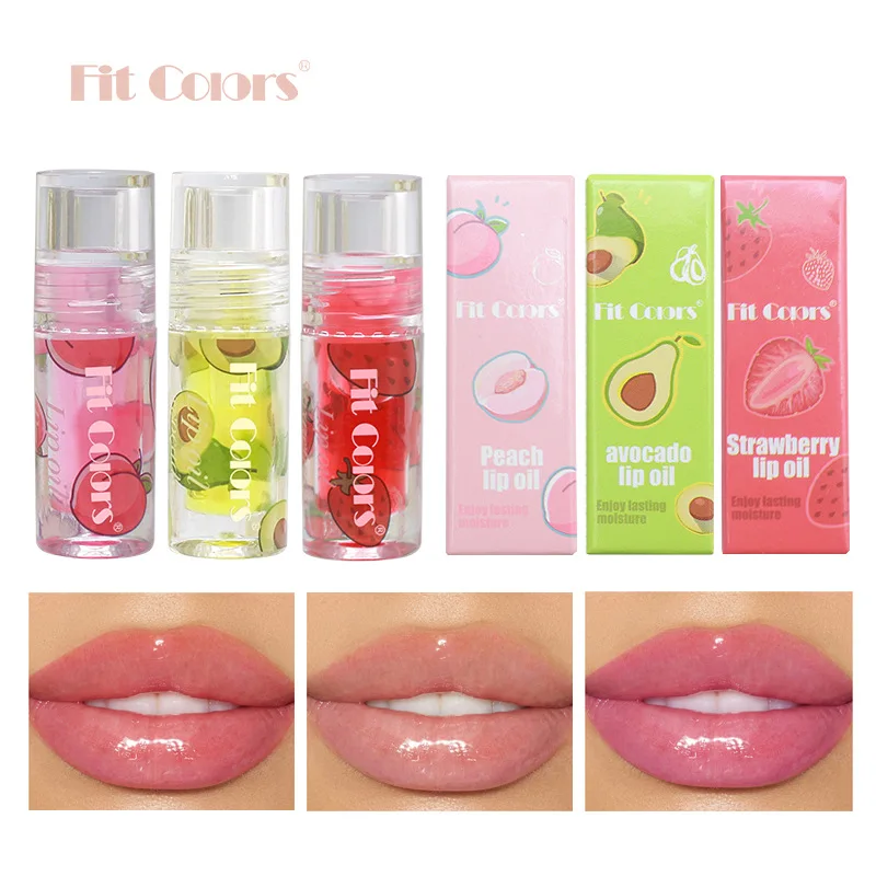 1pc Fruit Flavor Lip Oil Lip Gloss Moisturizing Hydrating Transparent Water Light Care Lip Tint Cross border