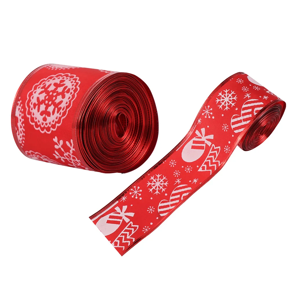 2pcs Winter Decor Ribbon For Gift Wrapping Snowflake Bows Gift Wrapping Christmas Tree Festival Package Supply Storage