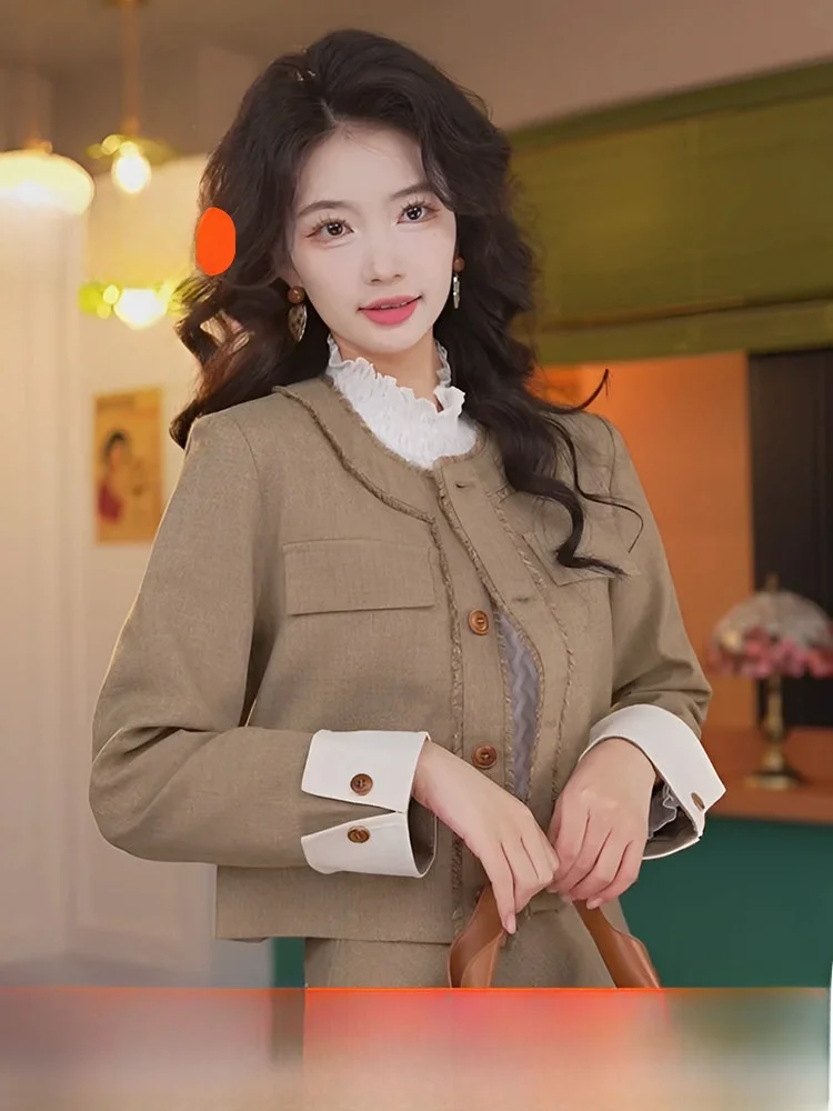 

William Castle Chen Jiajie Hong Kong Sle Retro Faion Outerwear Women's Autumn Winter High End Feeling Elegance Top