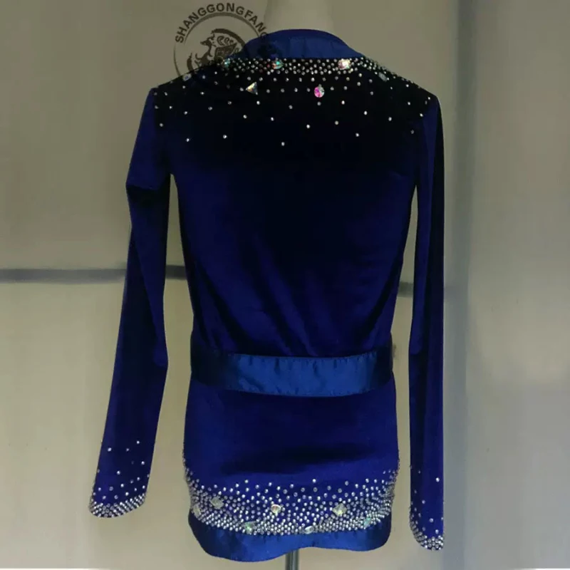 Herren-Tanzkleidung, langärmelig, königsblau, 2025, neues Design, Standard-Gentleman, lateinamerikanischer Ballsaal, Walzer, Flamenco-Tanzshirt