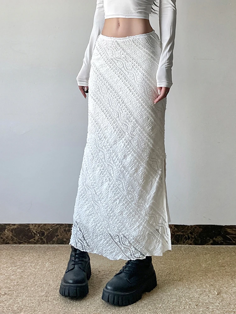 Pure Desire Sexy Embroidered Lace Half Skirt Women's Body Shape Show off Wrap around Skirt Long Skirt Korean Style Commute